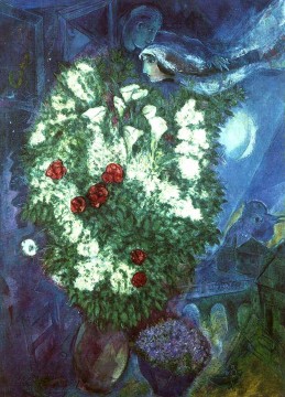 Marc Chagall Werke - Blumenstrauß mit fliegenden Liebhabern des Zeitgenossen Marc Chagall